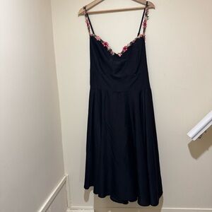 Women’s SHEIN brand Black Tank Top Pink Floral Details Casual Flowy Dress Size5X